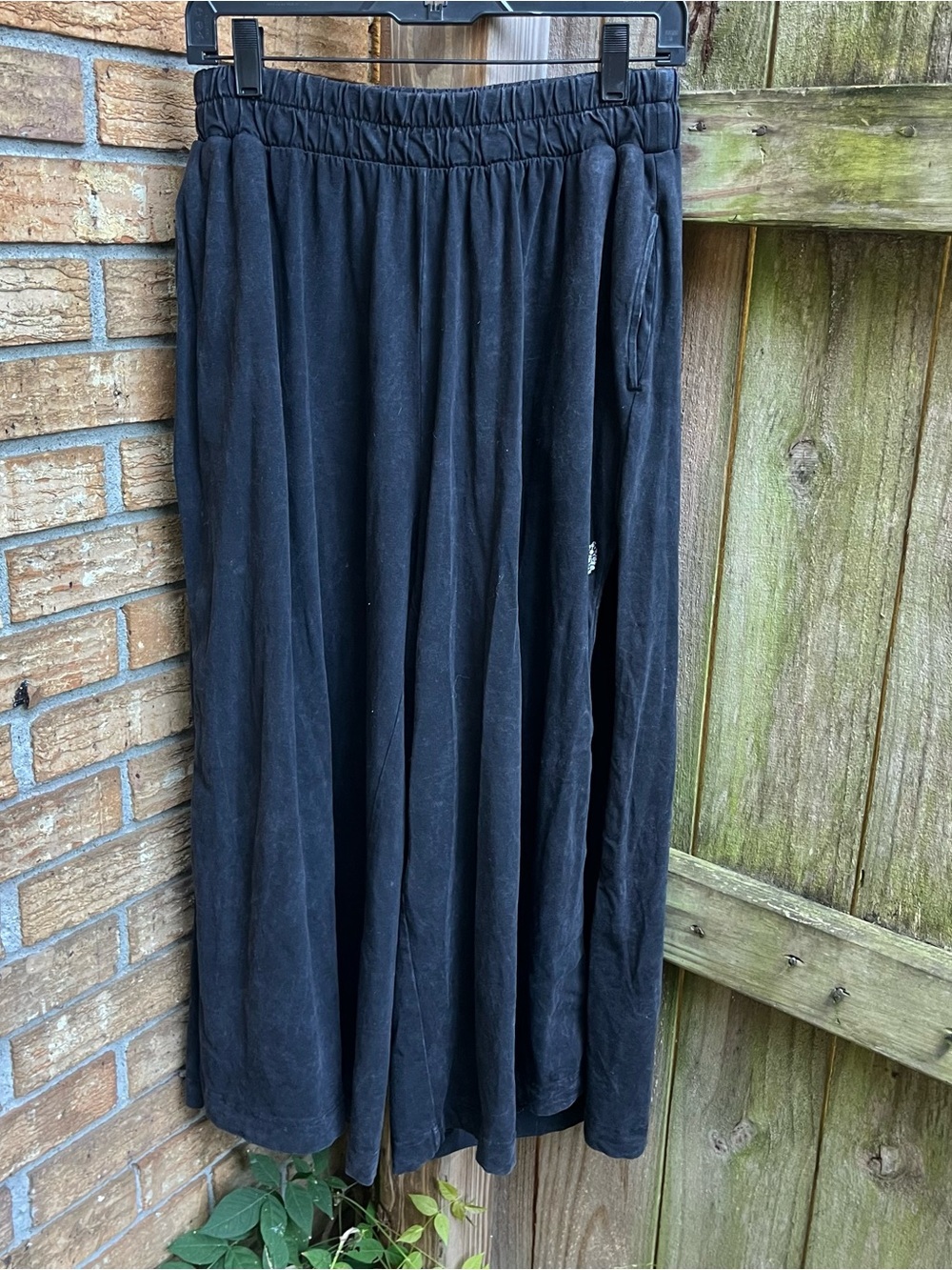 FP Movement by Free People Washed Black Wide-Leg HotShot Side Slit Pants